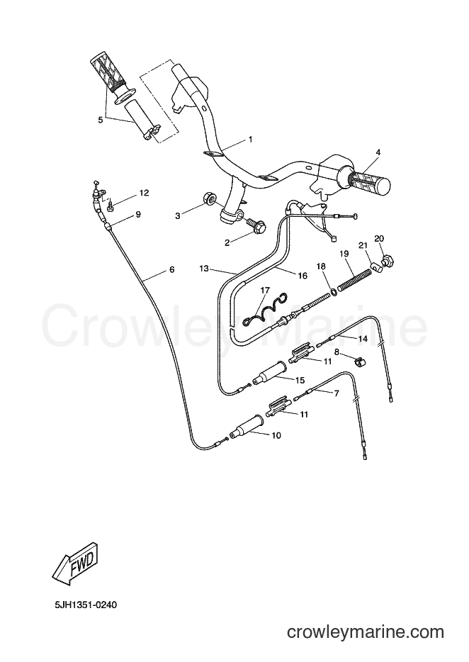 Yamaha Motors EW50 (5JH6) [020] - STEERING HANDLE & CABLE