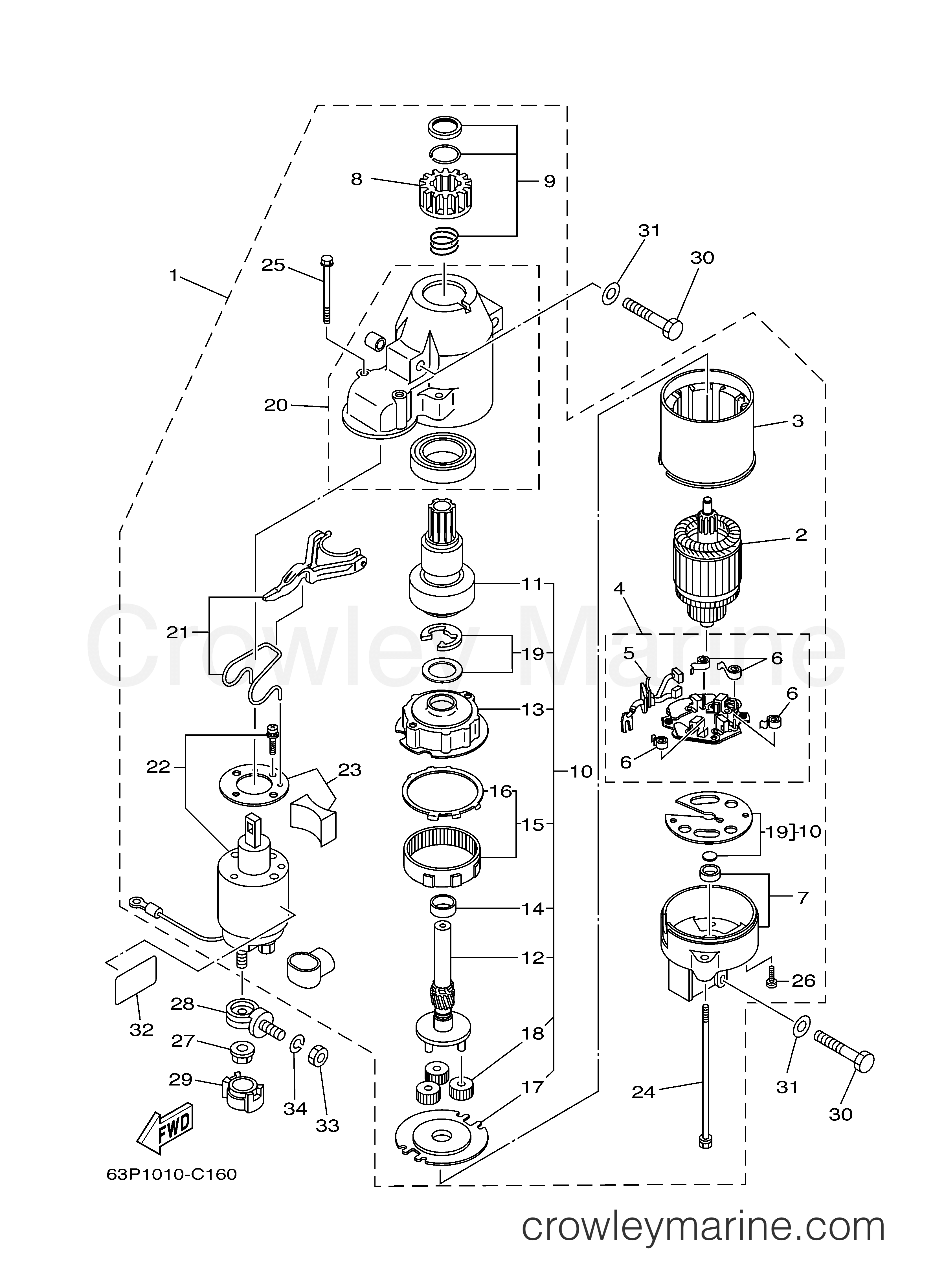 STARTING MOTOR - 2005 Yamaha Outboard 150hp F150TXRD | Crowley Marine