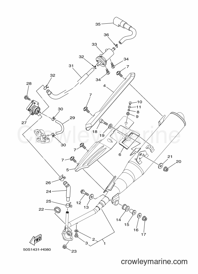 2012 Scooter T110LS - T110LS (50S5) [010] - EXHAUST