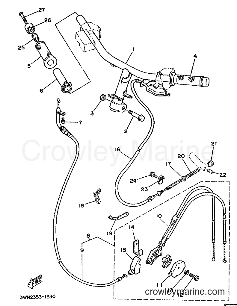 1996 Scooter CR50Z - CR50Z (3WN2) [999] - STEERING HANDLE & CABLE