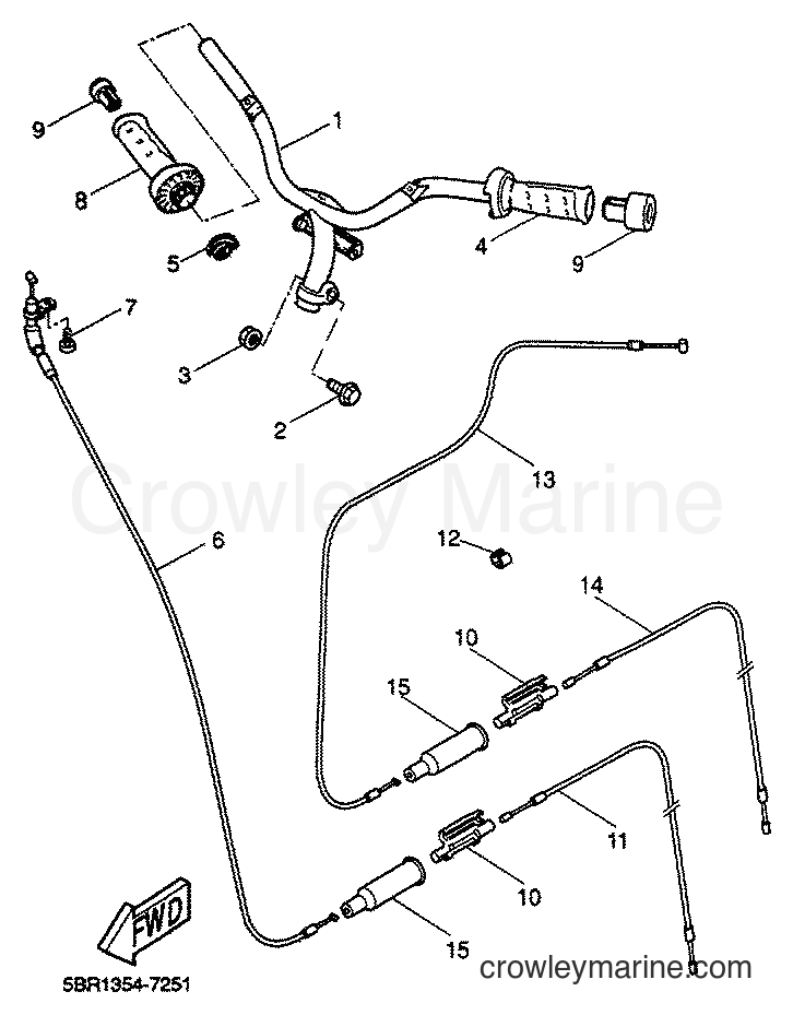 2001 Scooter YQ50 - YQ50 (5KH9) [010] - STEERING HANDLE & CABLE