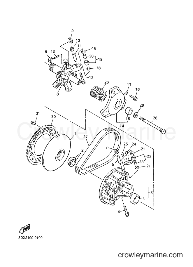 2000 Snowmobile VT500XL - VT500XL (8DX2) [020] - PRIMARY SHEAVE