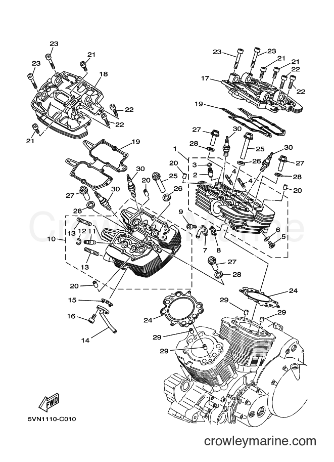 Yamaha Motors XV1700A (5VN6) [010] - CYLINDER HEAD