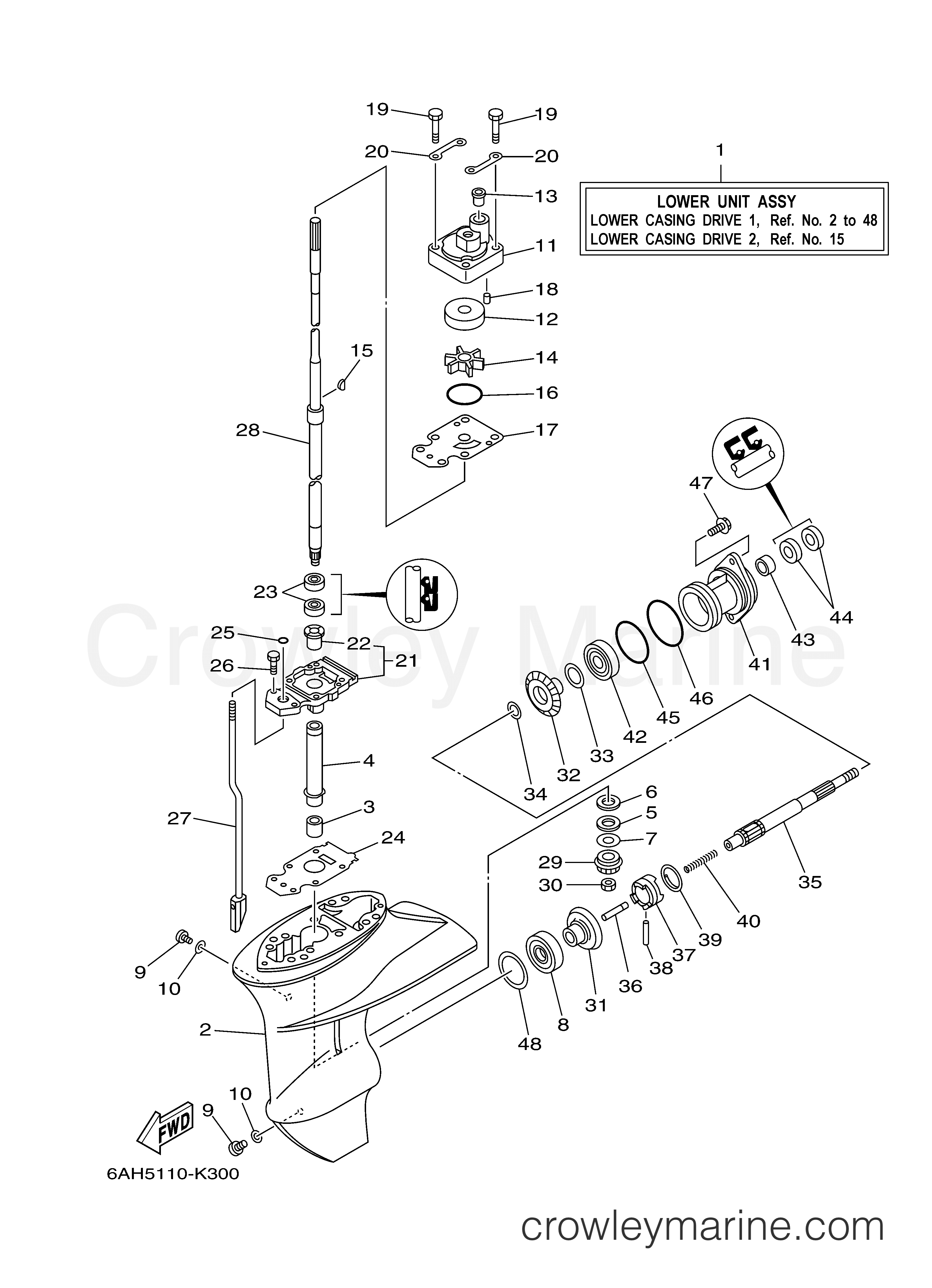 Yamaha Motors F20ELR - LOWER CASING DRIVE 1