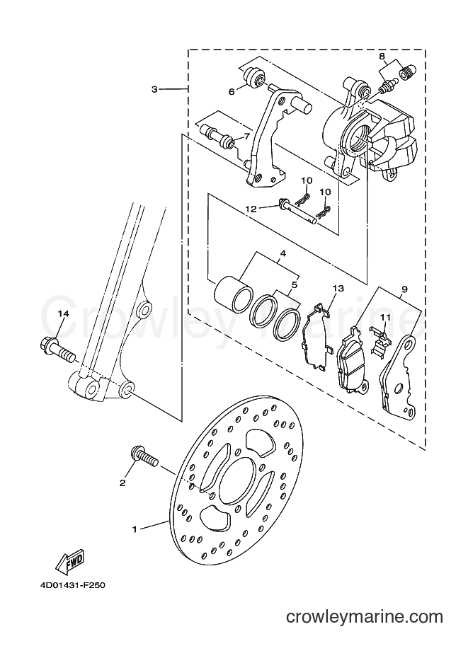 Yamaha Motors AF115C (4D11) [010] - FRONT BRAKE CALIPER