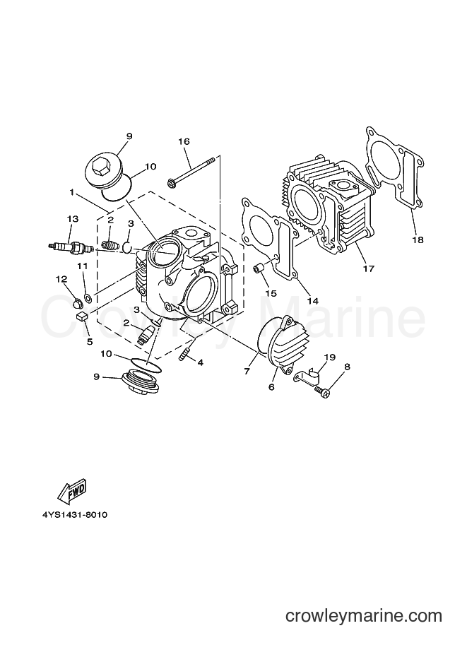 1998 Scooter T105E - T105E (4YS1) [010] - CYLINDER HEAD