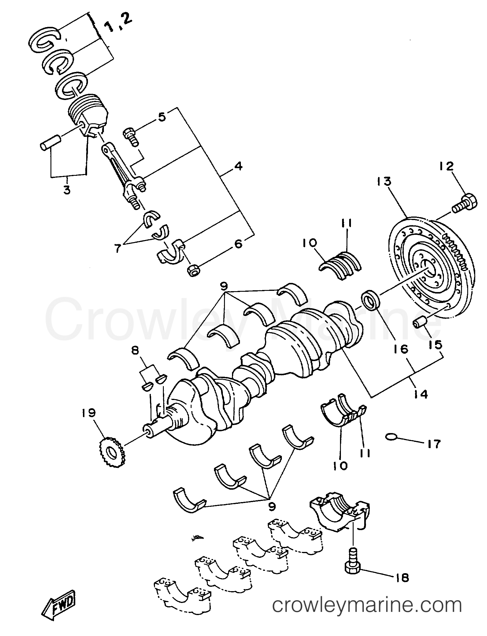 Yamaha Motors V8_7.4_ENGINE_EST - CRANK - PISTON