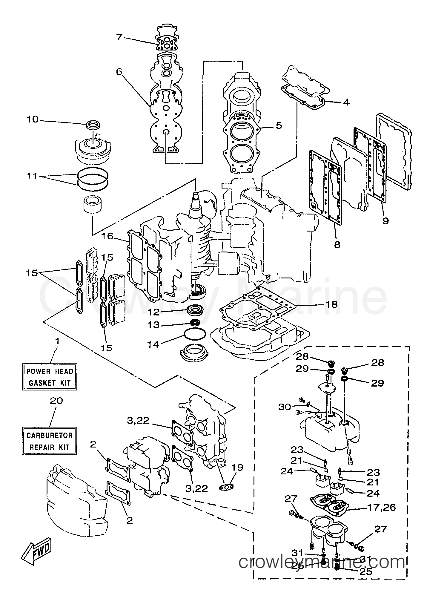 切手98 REPAIR KIT 1 - 1998 Outboard 115hp S115TXRW | Crowley Marine