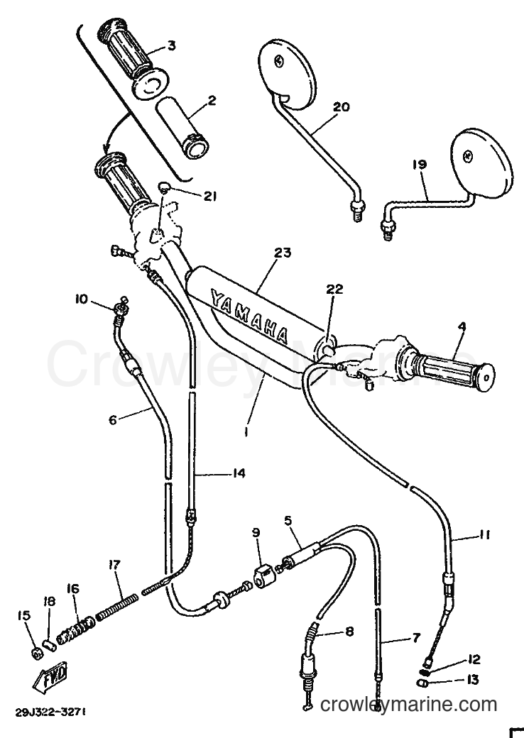 1992 Scooter DT50M - DT50M (3TG2) [999] - STEERING HANDLE & CABLE