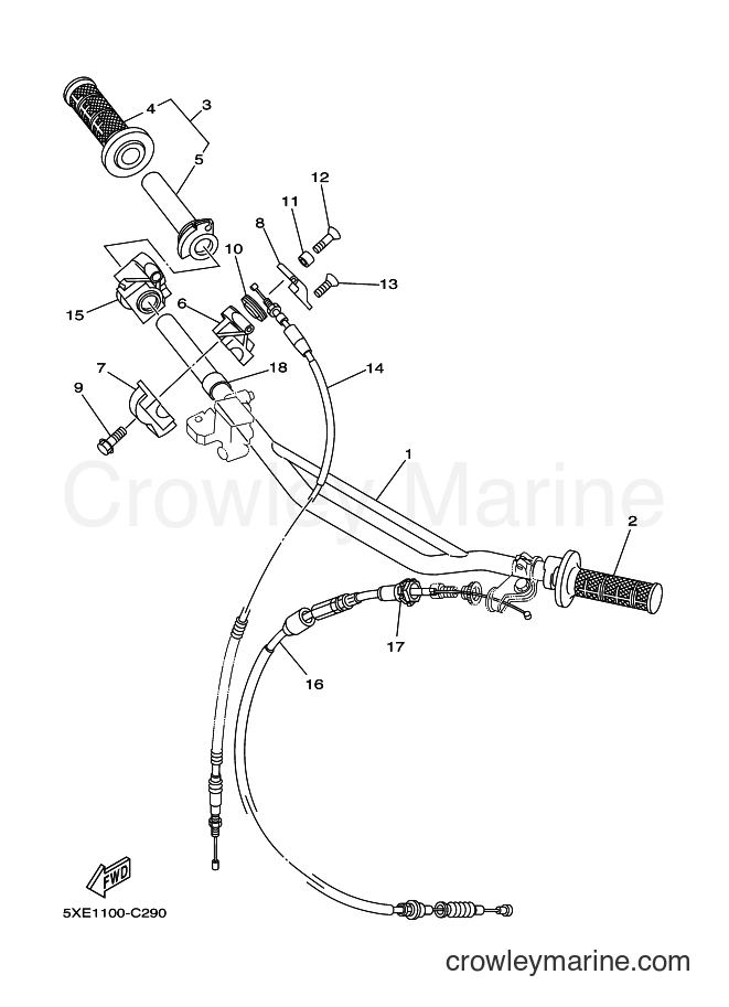 2004 Dirt Bike YZ125 - YZ125 (5XE2) [030] - STEERING HANDLE & CABLE