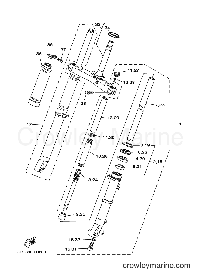 2003 Dirt Bike TW125 - TW125 (5RS3) [010] - FRONT FORK