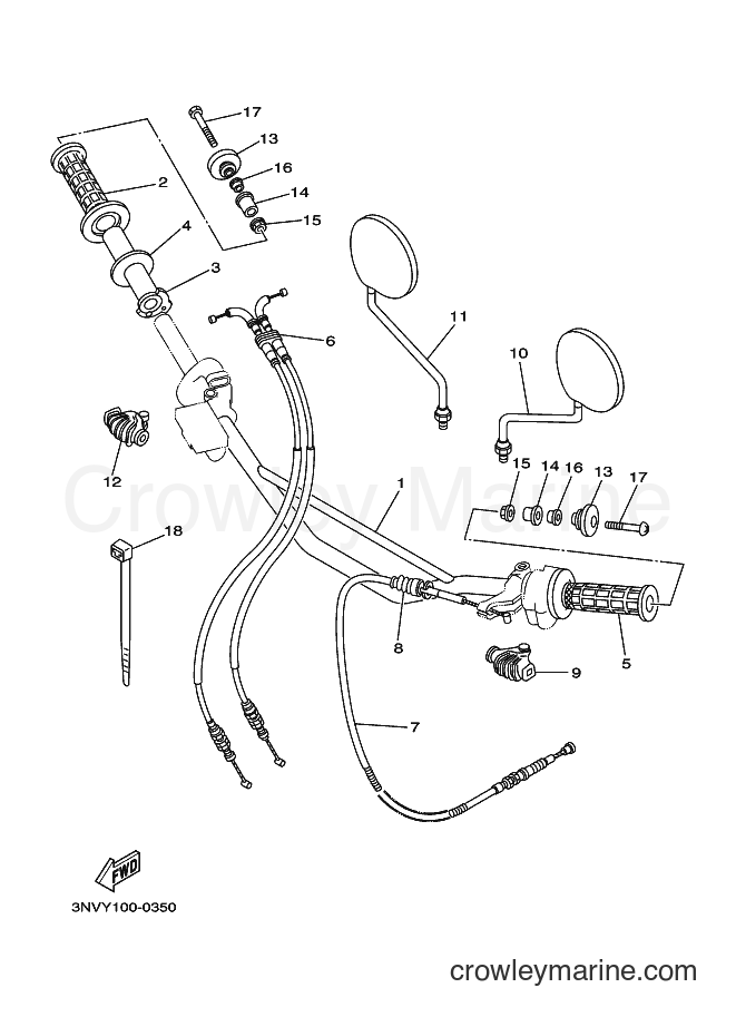 2000 Dirt Bike XT350 - XT350 (5LJ2) [010] - STEERING HANDLE & CABLE
