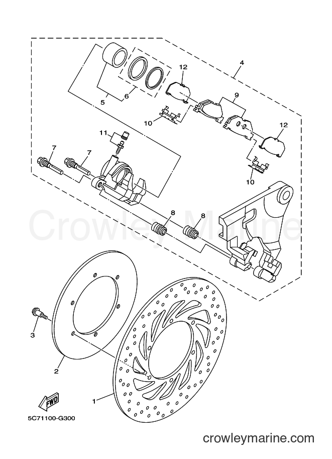 2011 Cruiser XV1900CU - XV1900CU (29PC) [010] - REAR BRAKE CALIPER