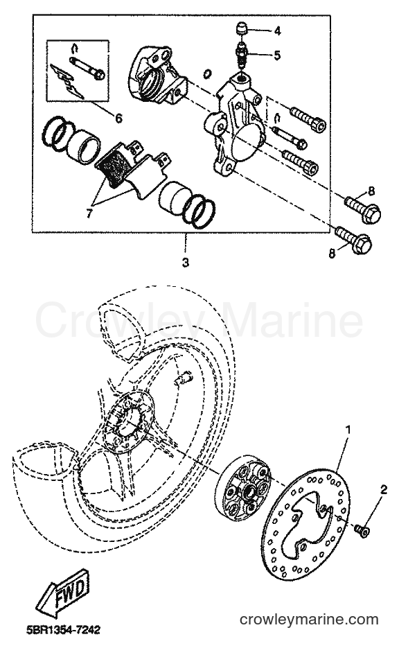 2001 Scooter YQ50 - YQ50 (5KL4) [010] - REAR BRAKE CALIPER