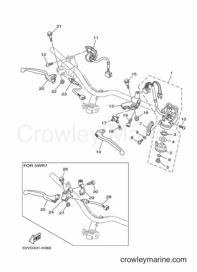 Yamaha Motors AL115 (5WR7) [010] - HANDLE SWITCH & LEVER