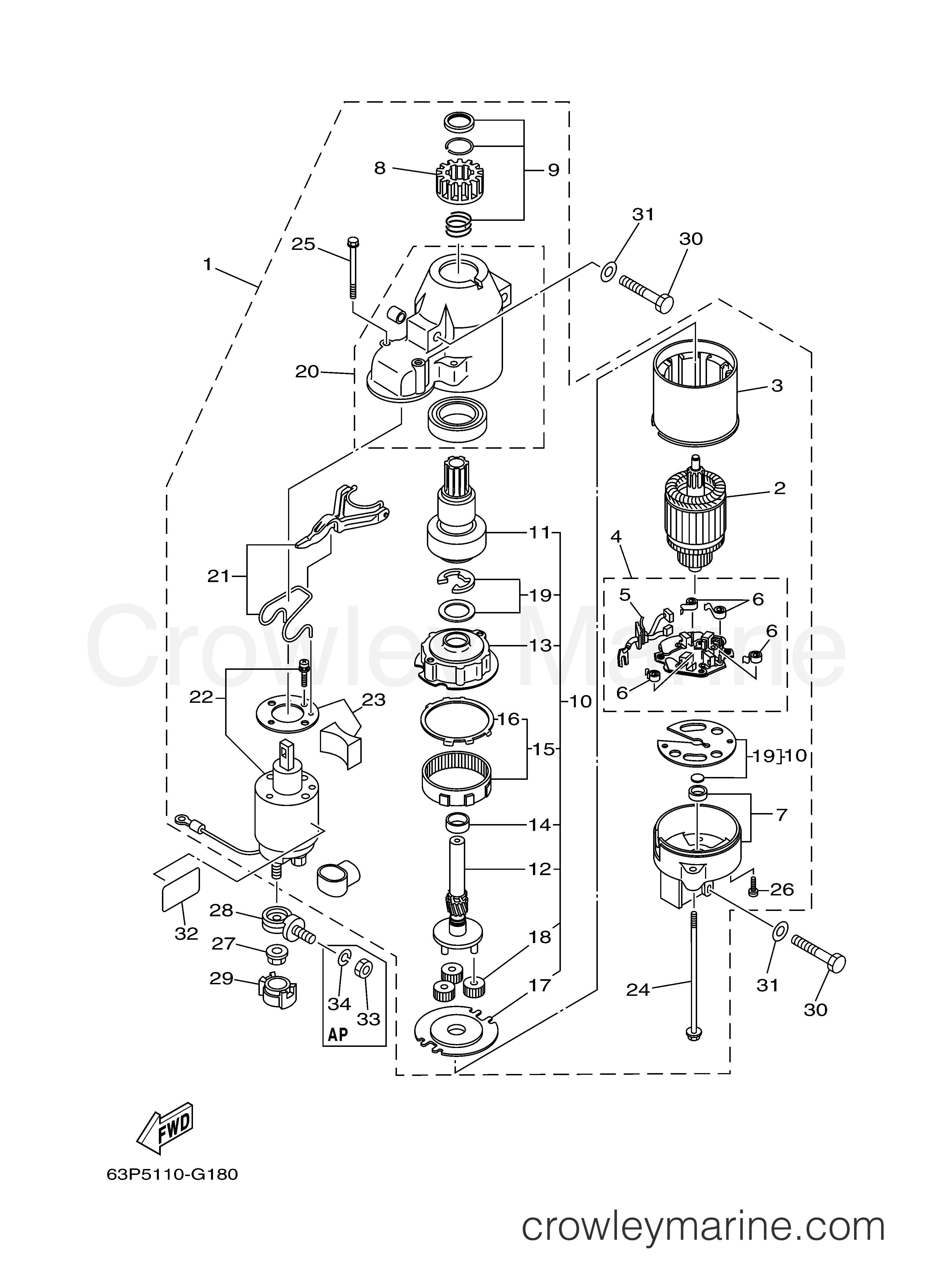 Yamaha Motors F150TJR - STARTING MOTOR