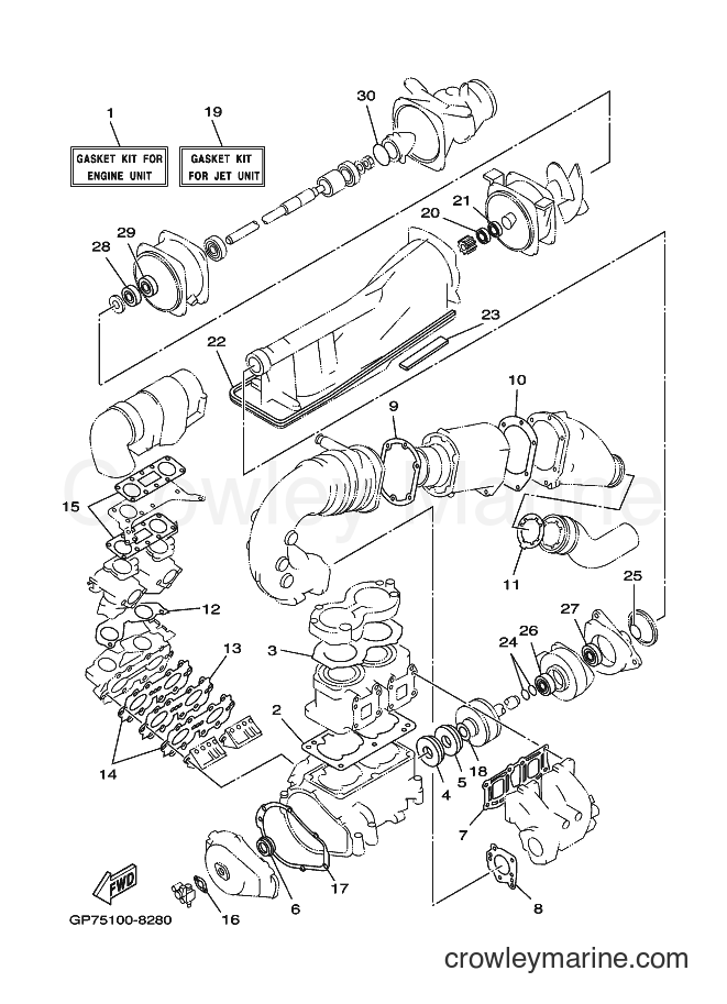 Yamaha Motors JET FOR GP760 (65V4) [02A] - REPAIR KIT 1