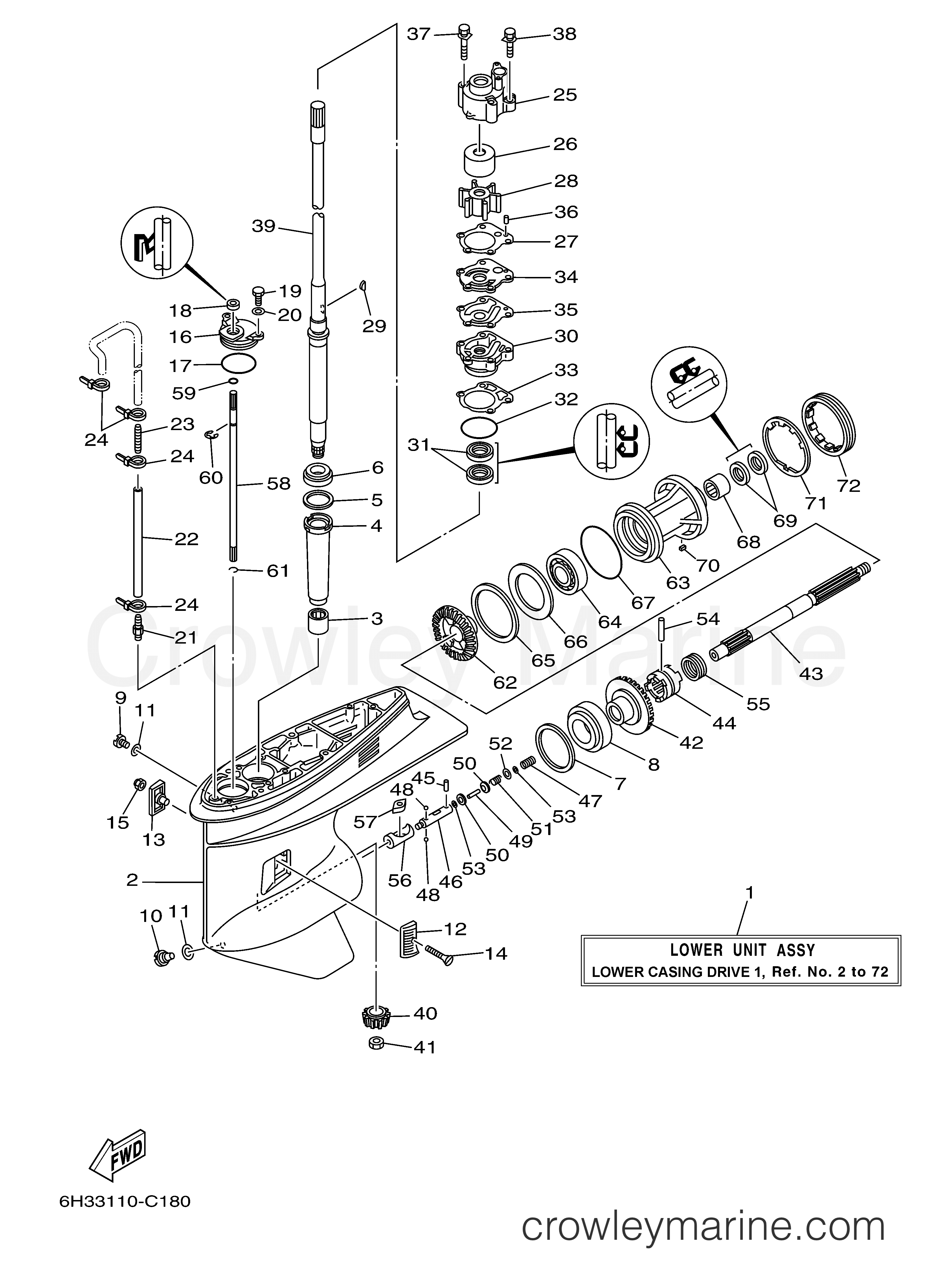 Yamaha Motors 70TLRD - LOWER CASING DRIVE 1