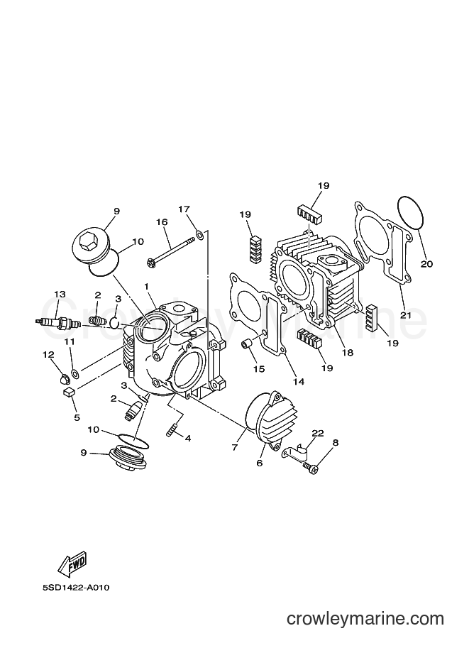 2002 Scooter T105E - T105E (5SD2) [010] - CYLINDER HEAD