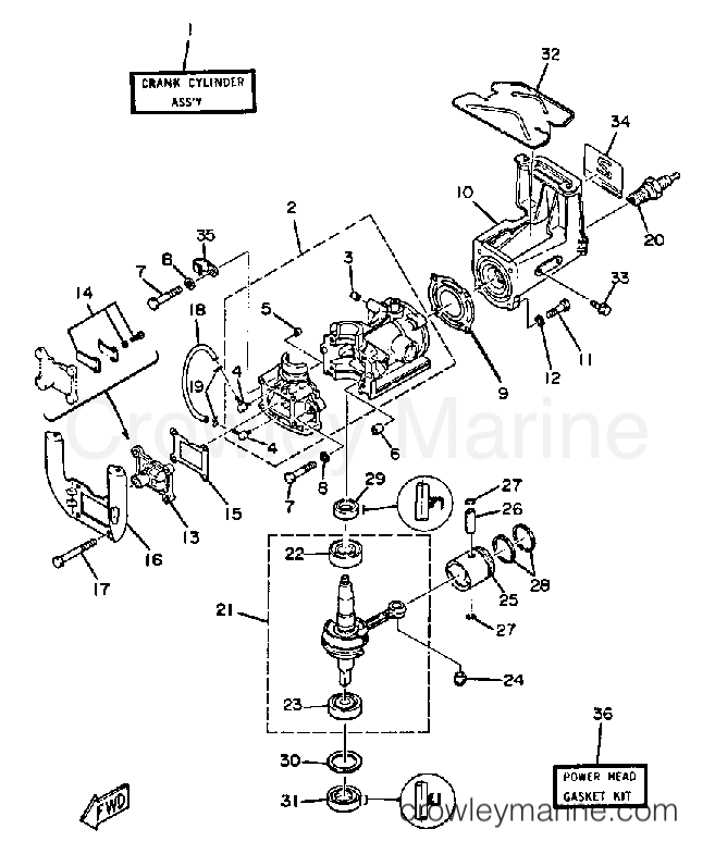 Yamaha Motors 2SN - CRANKCASE CYLINDER PISTON