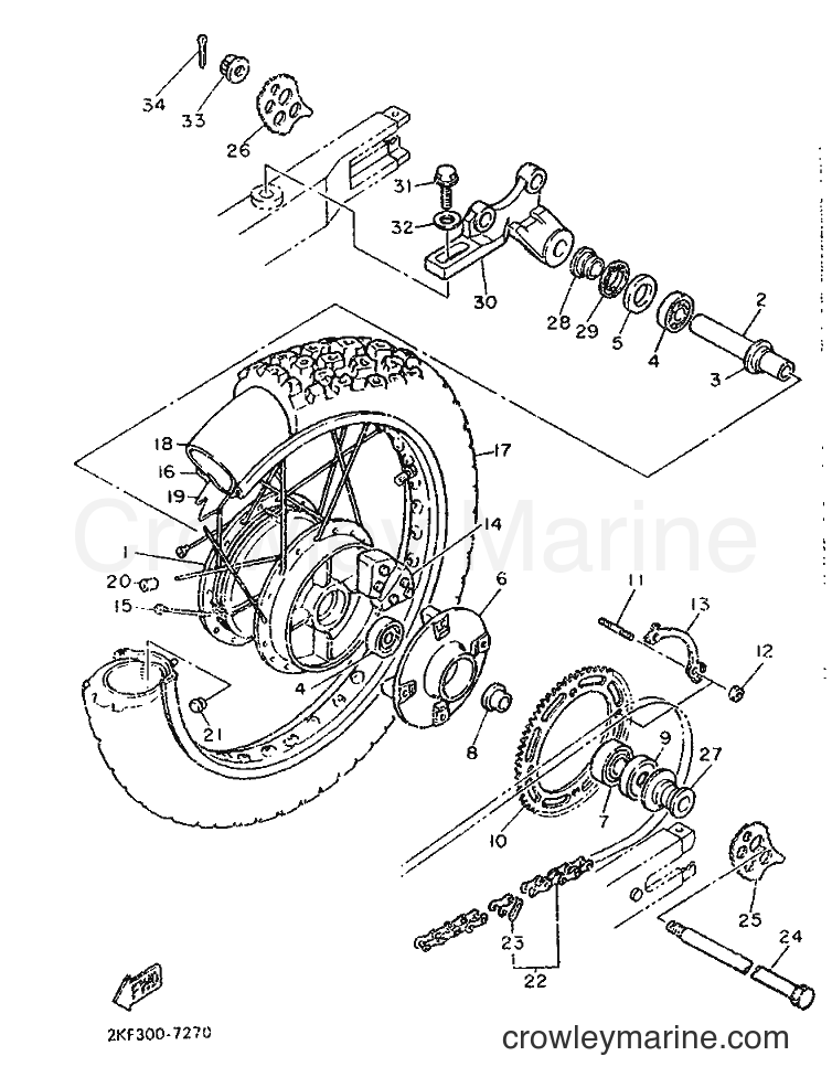 1987 Dirt Bike XT600 - XT600 (2KF) [999] - REAR WHEEL