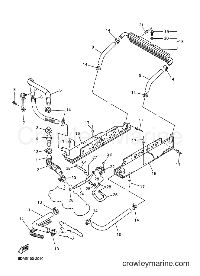 2003 Snowmobile VT600 - VT600 (8EB5) [030] - RADIATOR & HOSE