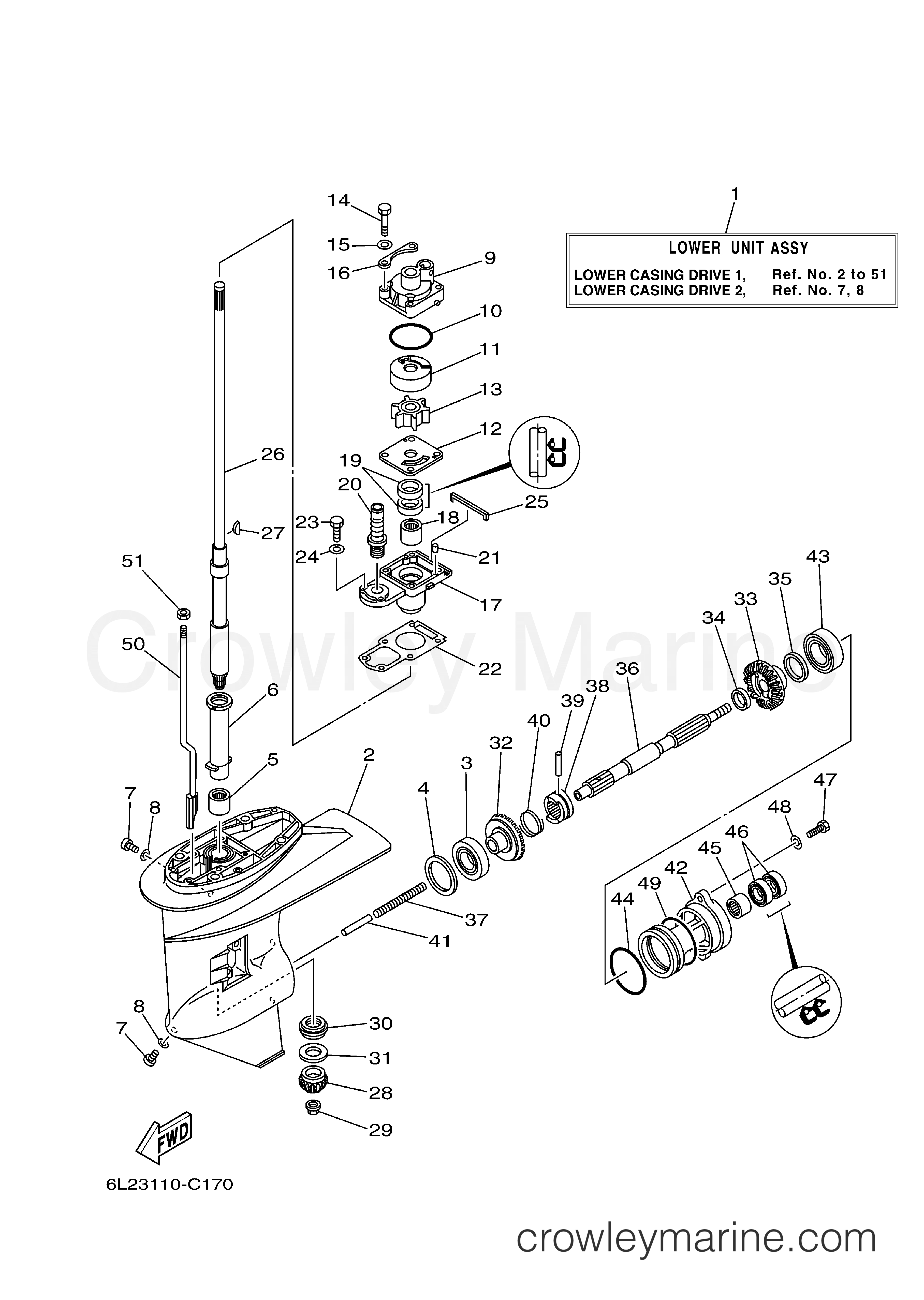 Yamaha Motors 25MSHC - LOWER CASING DRIVE 1