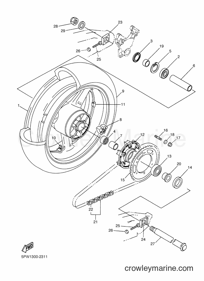 Yamaha Motors YZF-R1 (5PW7) [030] - REAR WHEEL