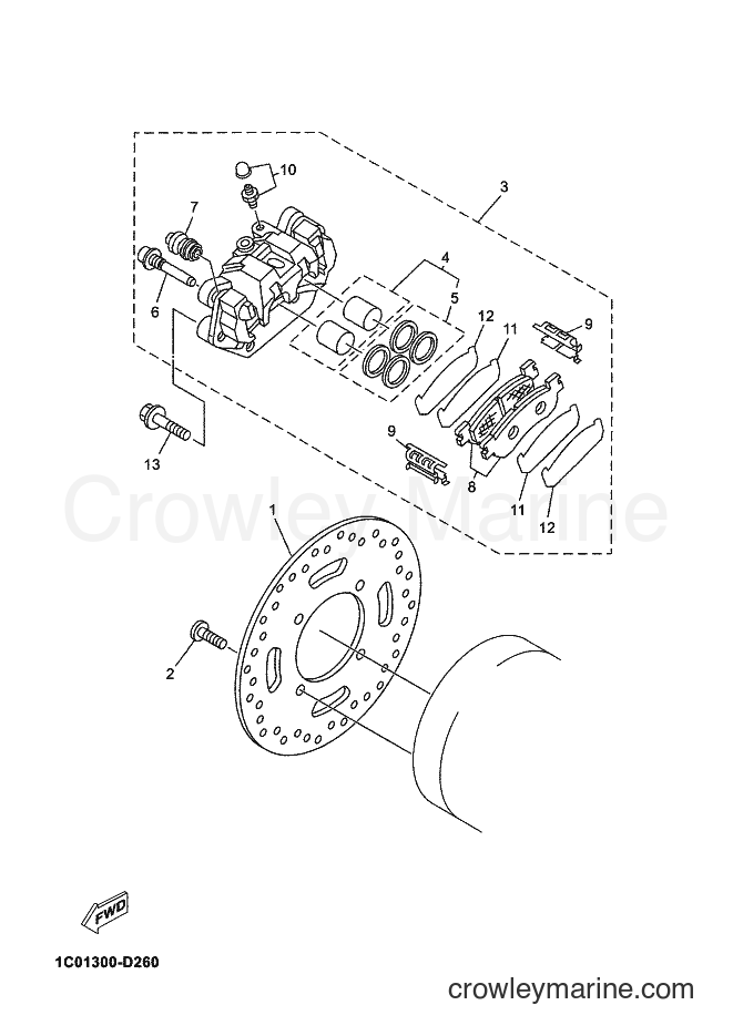 2007 Scooter YP250R - YP250R (1C04) [010] - REAR BRAKE CALIPER