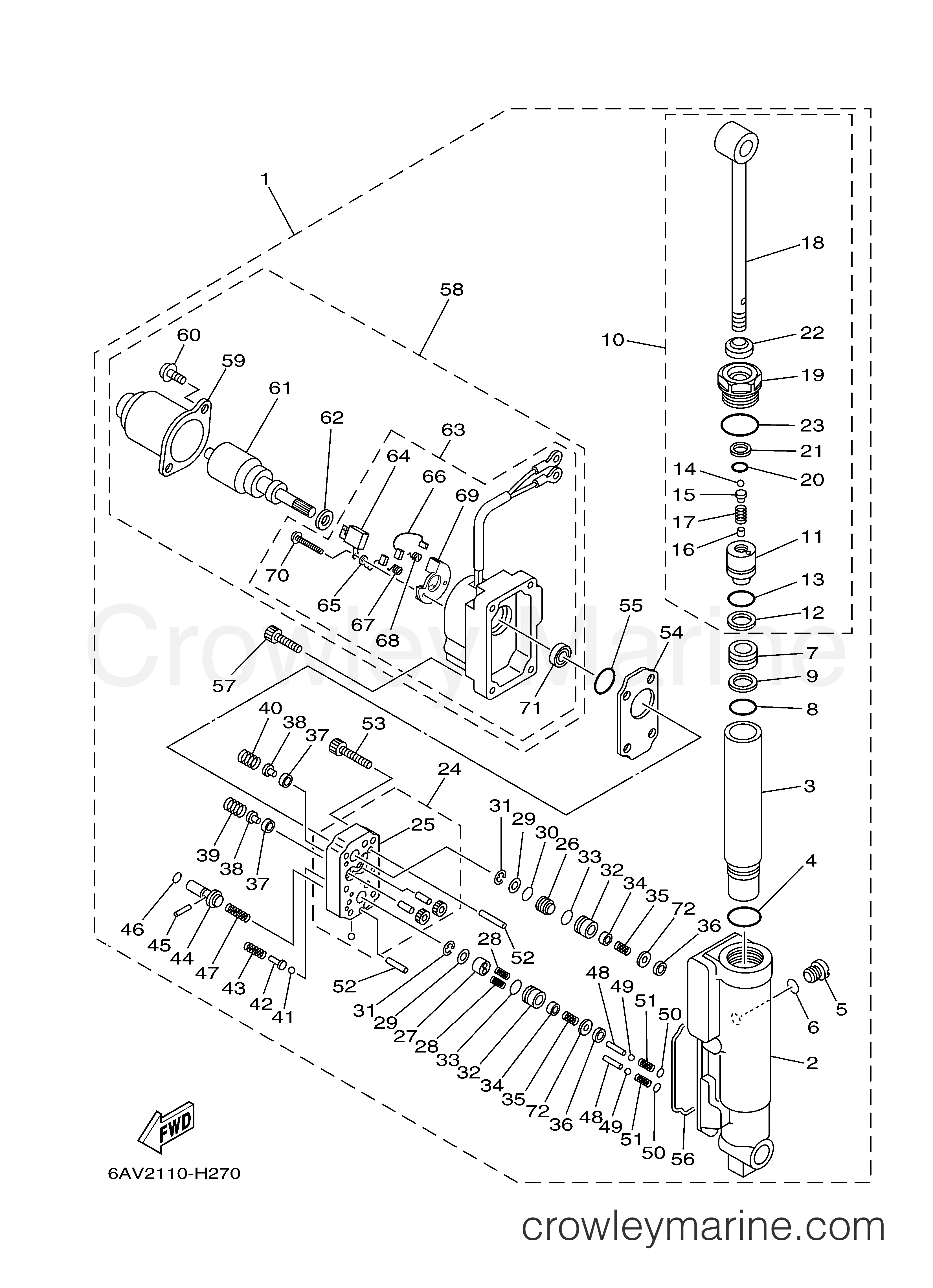 Yamaha Motors T9.9XPHA - POWER TILT ASSY