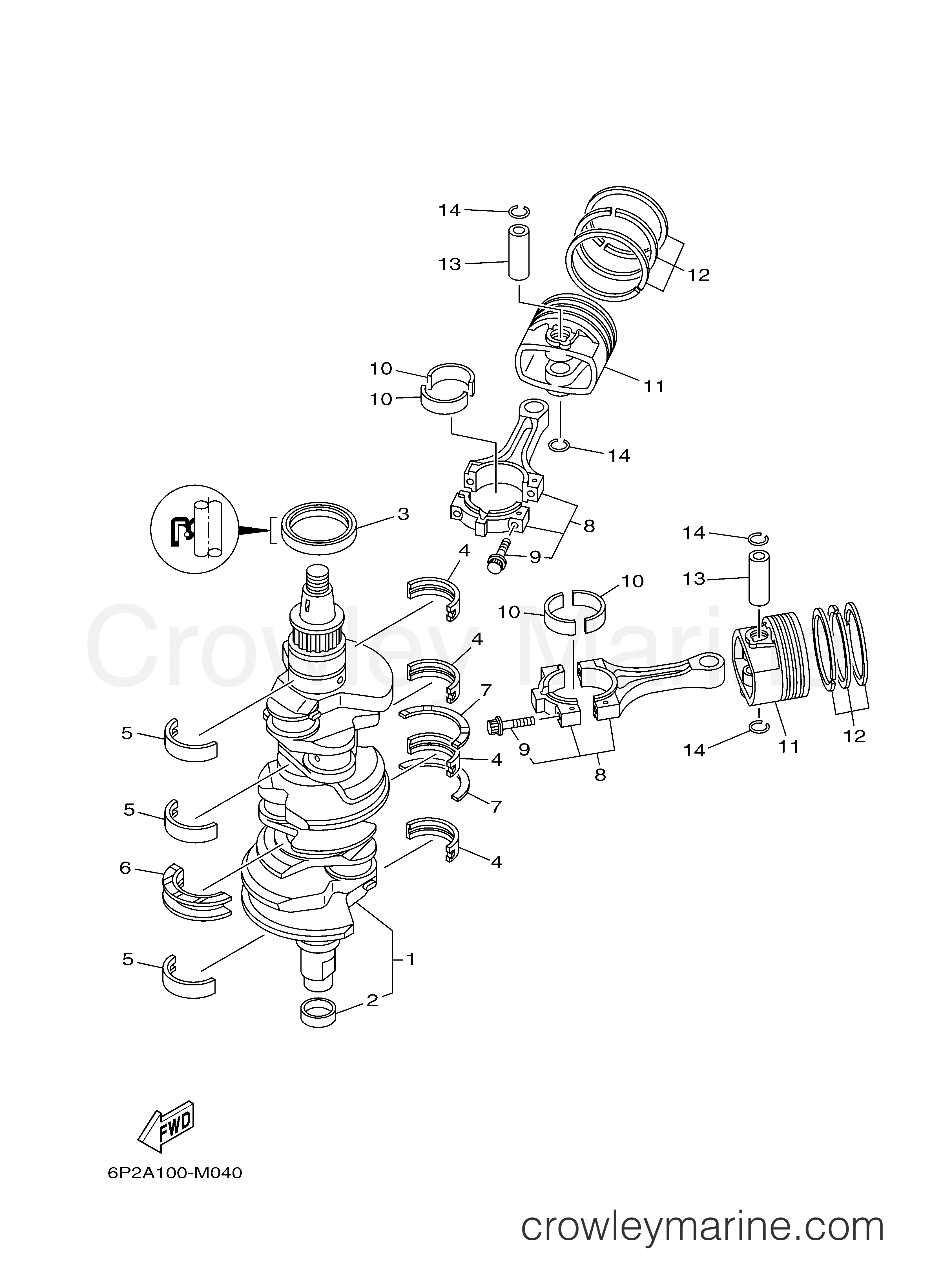 Yamaha Motors LF250UA - CRANKSHAFT PISTON