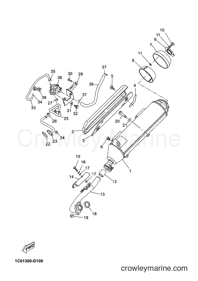 2005 Scooter YP250R - YP250R (1C01) [020] - EXHAUST
