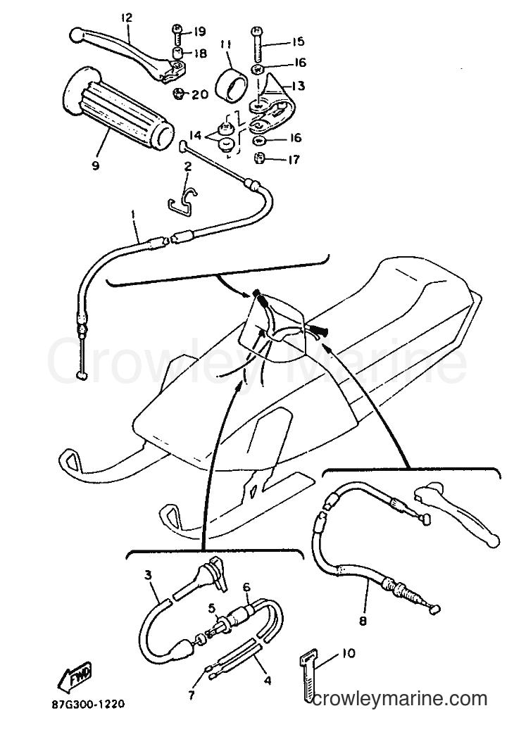 1991 Snowmobile PZ480 - PZ480 (87G2) [010] - CONTROL CABLE