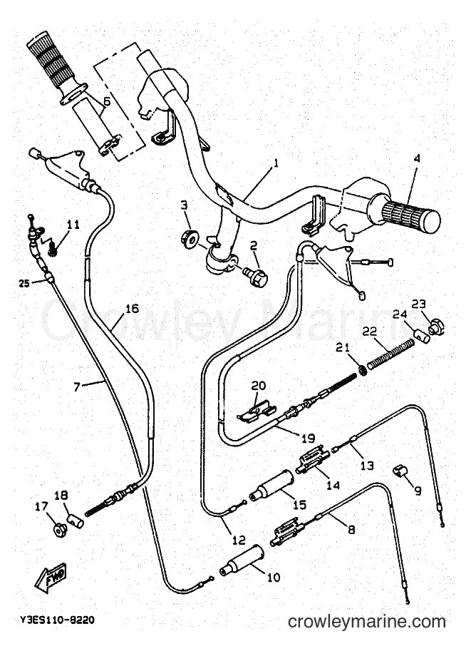 Yamaha Motors CW50 (4FG4) [010] - STEERING HANDLE & CABLE