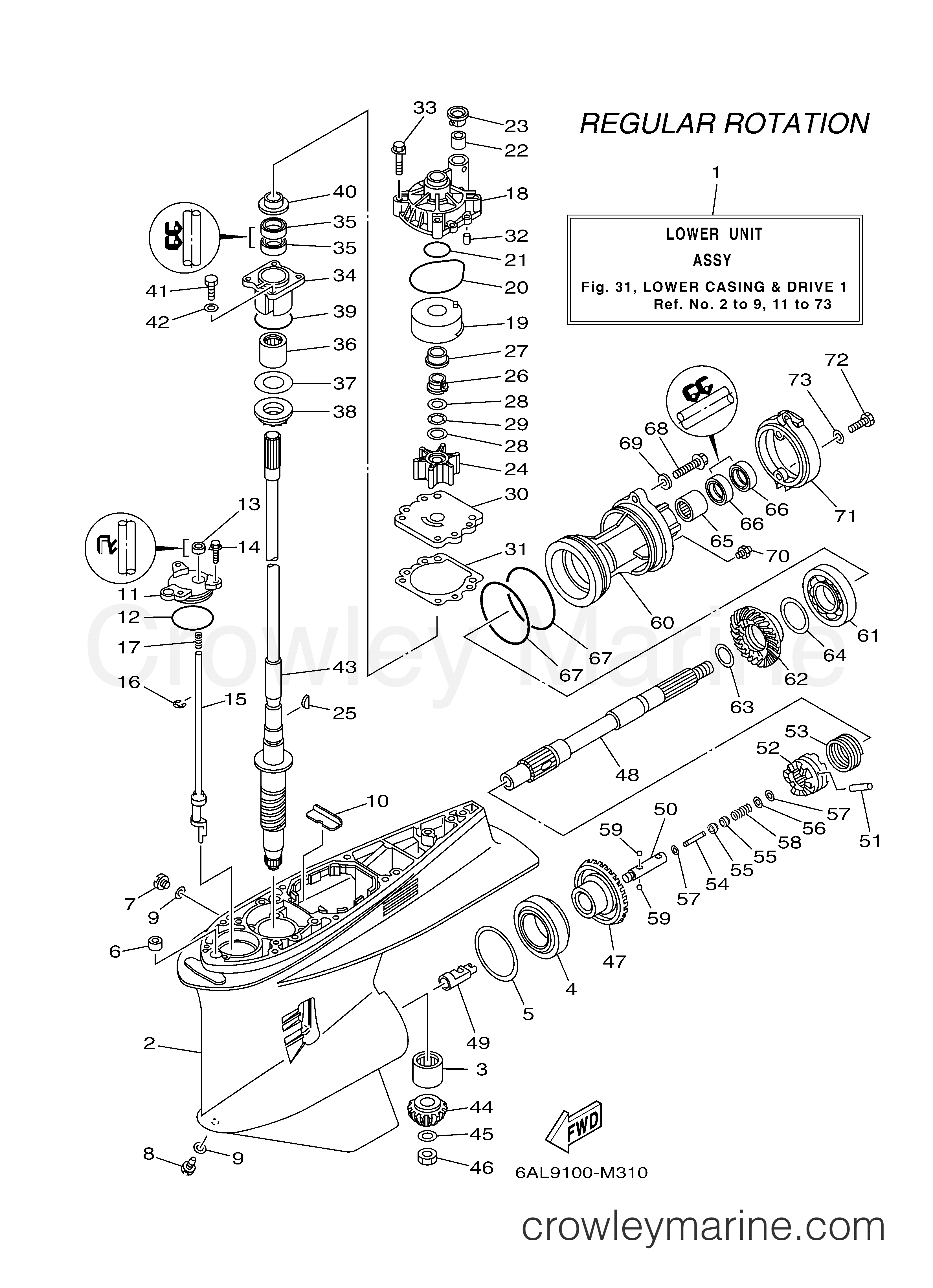 Yamaha Motors F225XA - LOWER CASING DRIVE 1