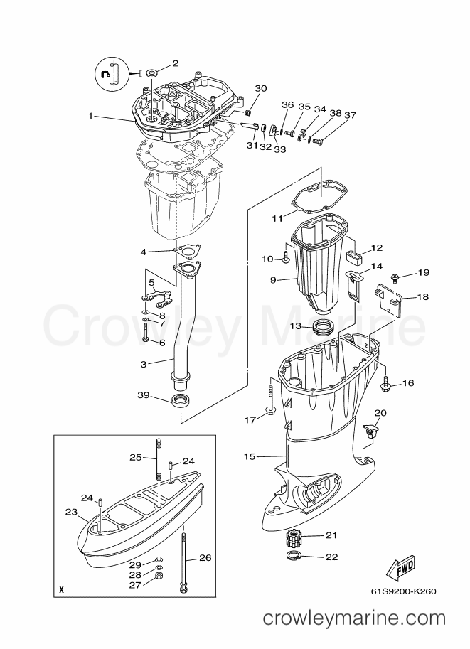 Yamaha Motors FT50CET (61SG) [360] - UPPER CASING