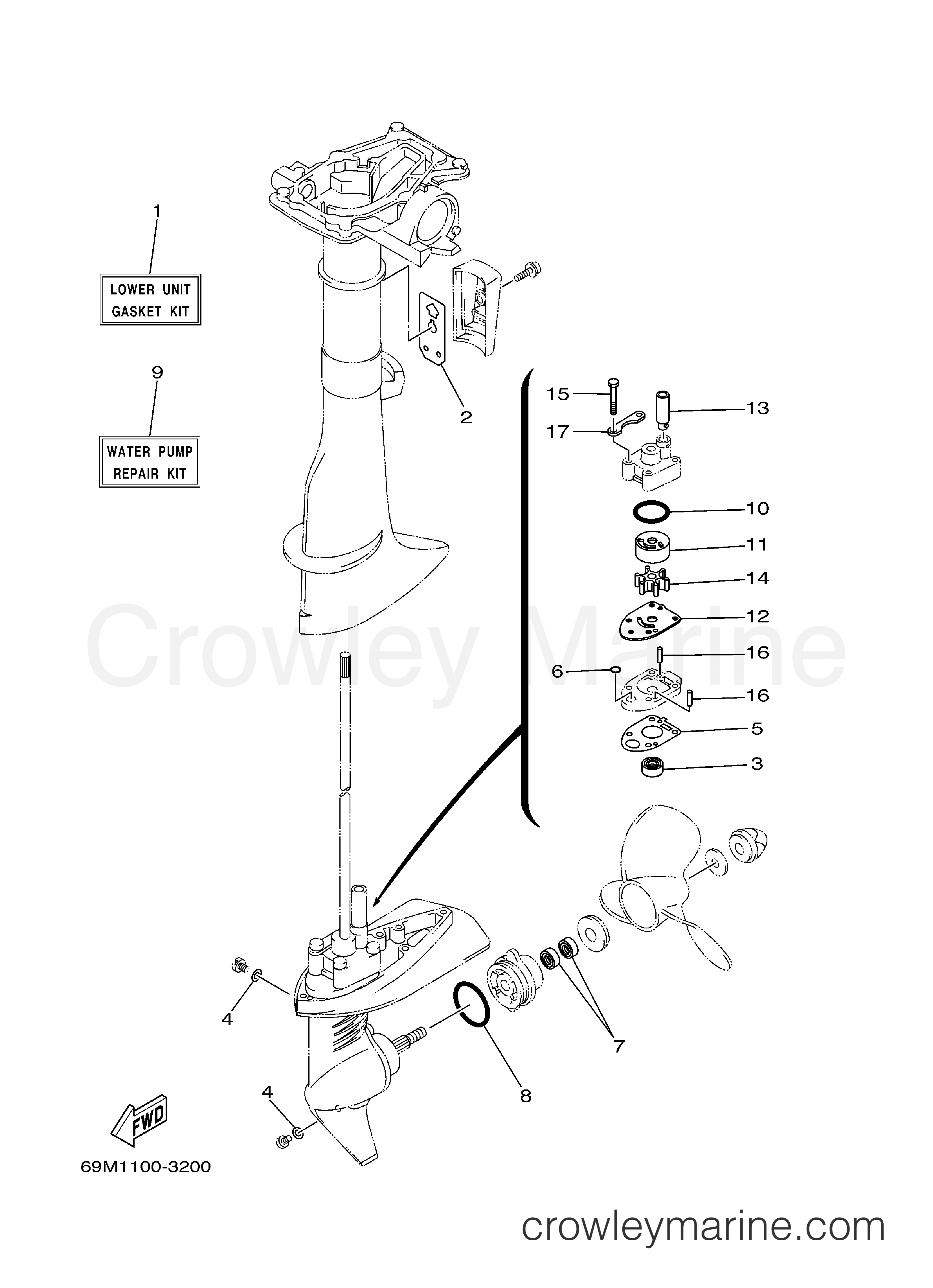 REPAIR KIT 3 2014 Yamaha Outboard 2hp F2.5SMHA Crowley Marine