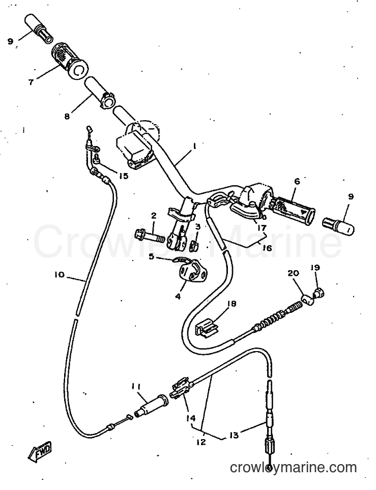 1996 Scooter CY50R - CY50R (3WG7) [999] - STEERING HANDLE & CABLE