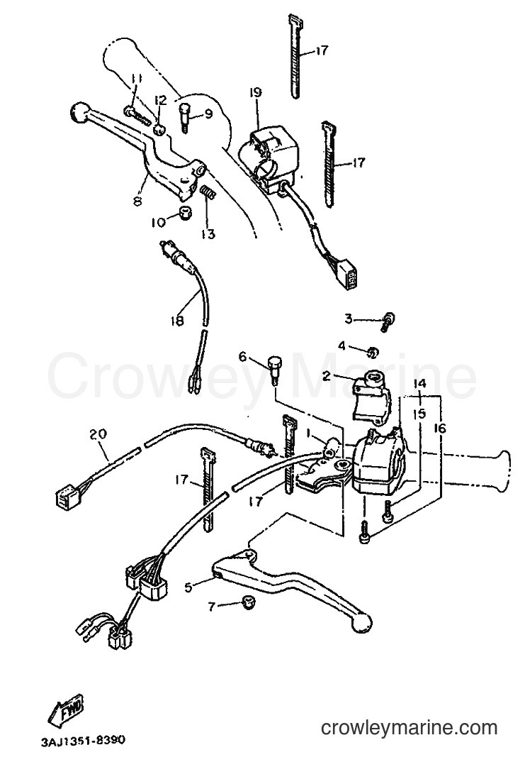1988 Dirt Bike XT600Z - XT600Z (3AJ2) [999] - HANDLE SWITCH & LEVER