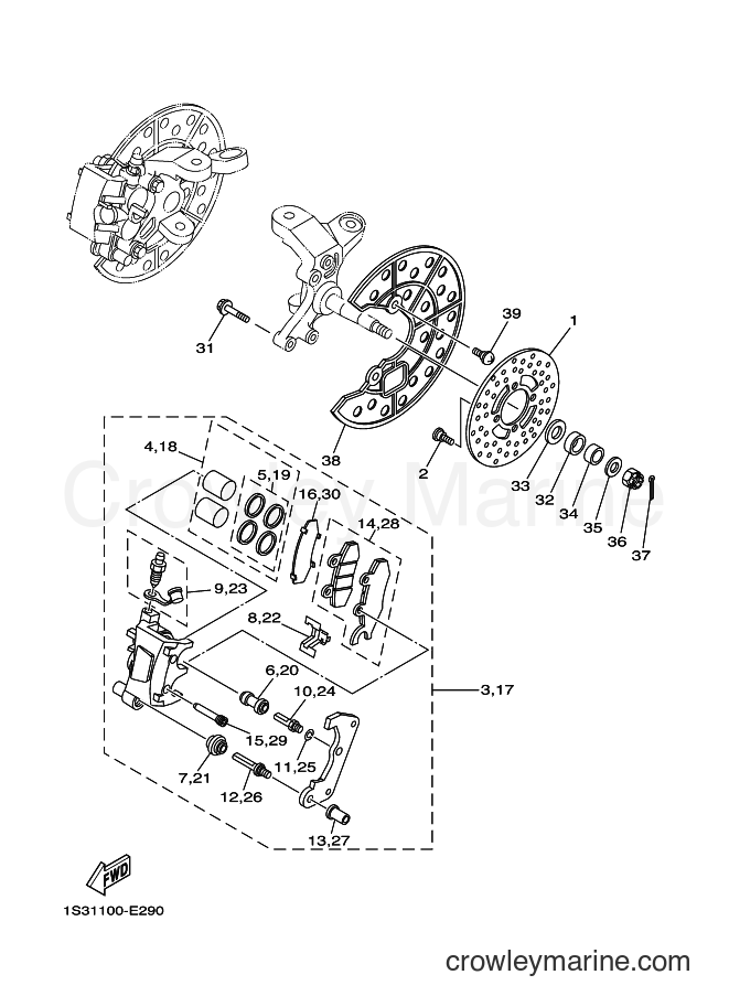2008 ATV YFZ450 - YFZ450 (5D3F) [010] - FRONT BRAKE CALIPER