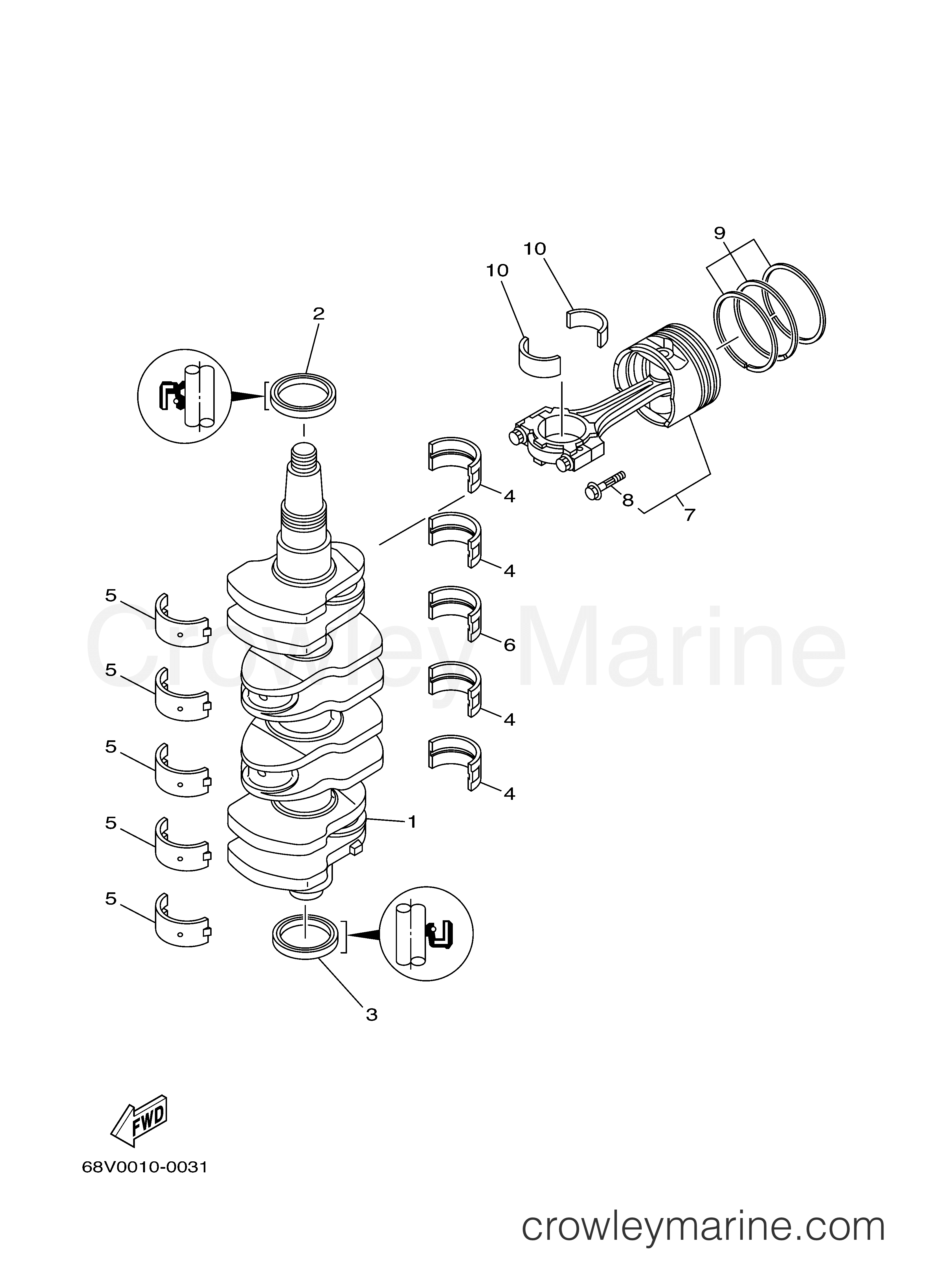 Yamaha Motors F115TLRC - CRANKSHAFT PISTON