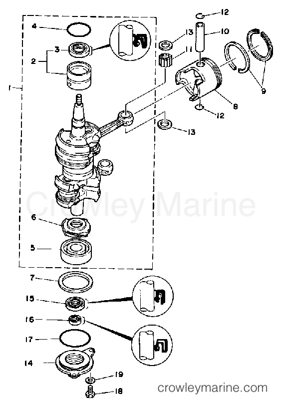 Yamaha Motors 25ELF - CRANK PISTON
