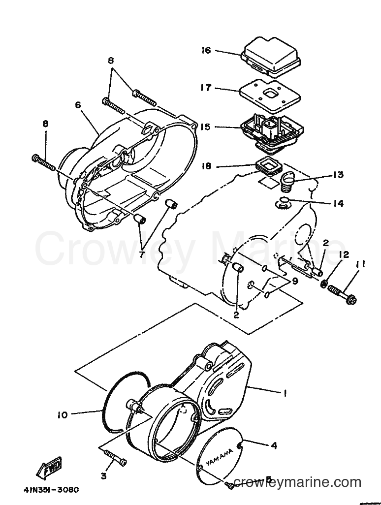 1986 Scooter DT50E - DT50E (1RE) [999] - CRANKCASE COVER 1