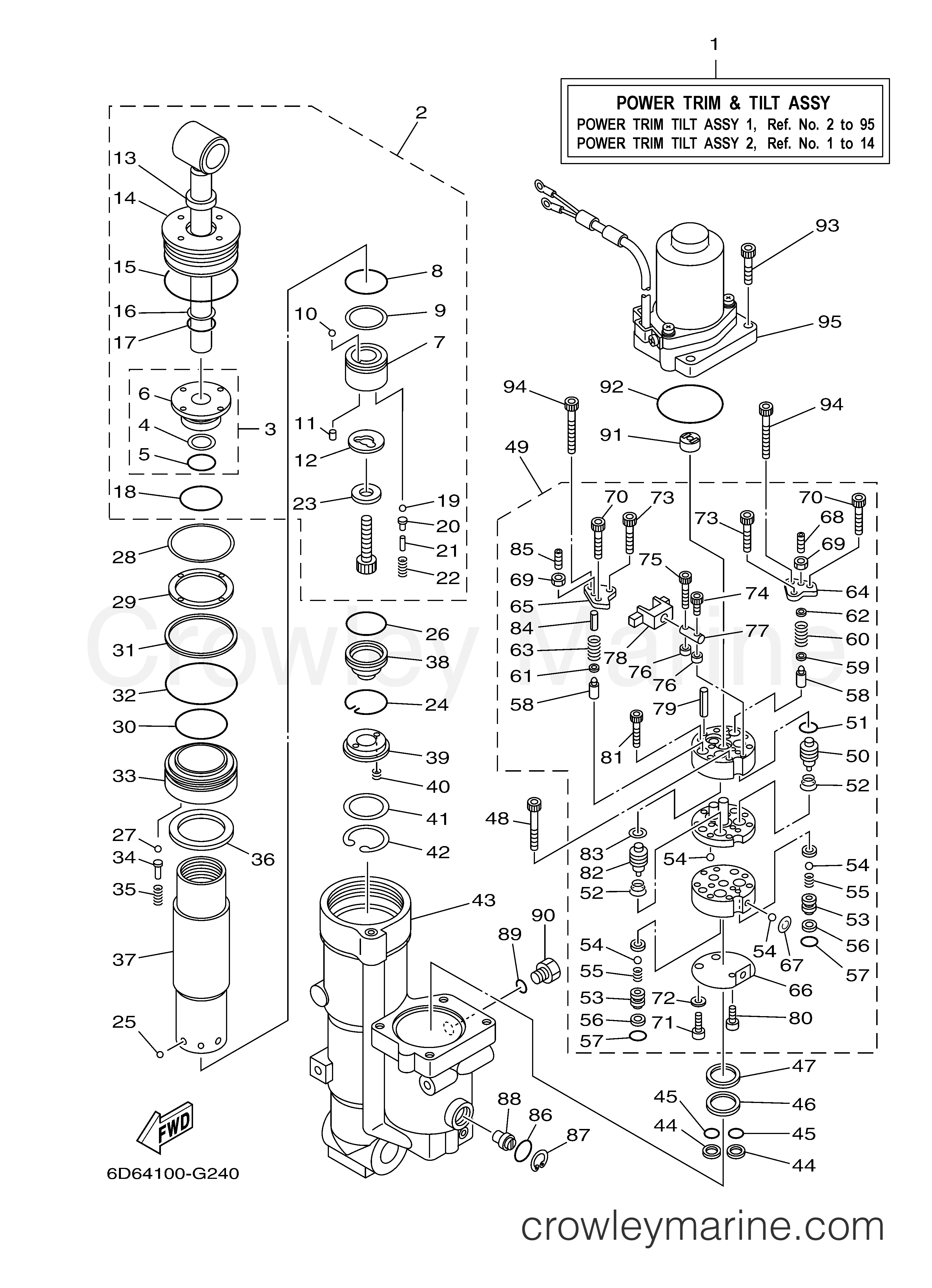POWER TRIM TILT ASSY 1 2008 Outboard 75hp F75TLR Crowley Marine