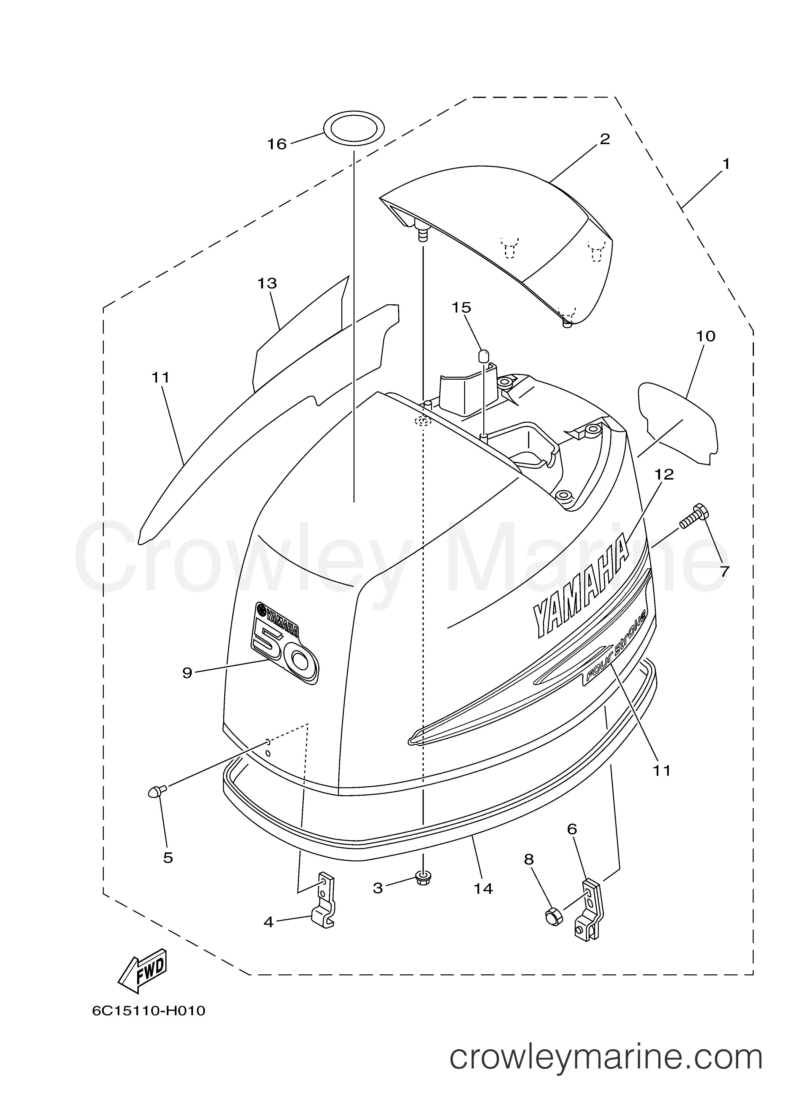 Yamaha Motors F50TLR - TOP COWLING