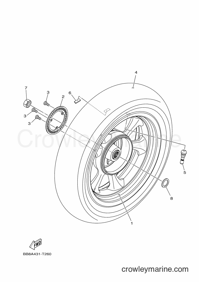 2018 Scooter MWS125-A - MWS125-A (BR77) [010] - REAR WHEEL