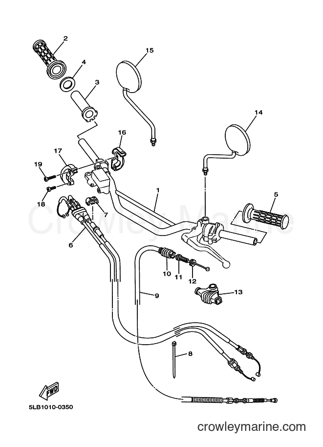 2001 Dirt Bike TW200E - TW200E (5FYA) [010] - STEERING HANDLE & CABLE