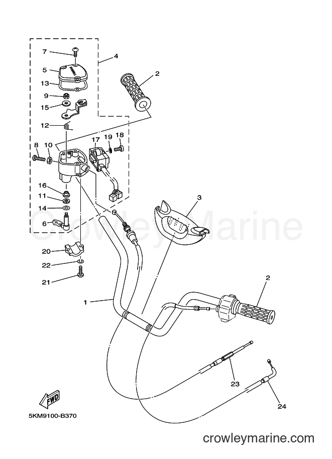 2004 ATV YFM660FWA - YFM660FWA (5KMK) [010] - STEERING HANDLE & CABLE