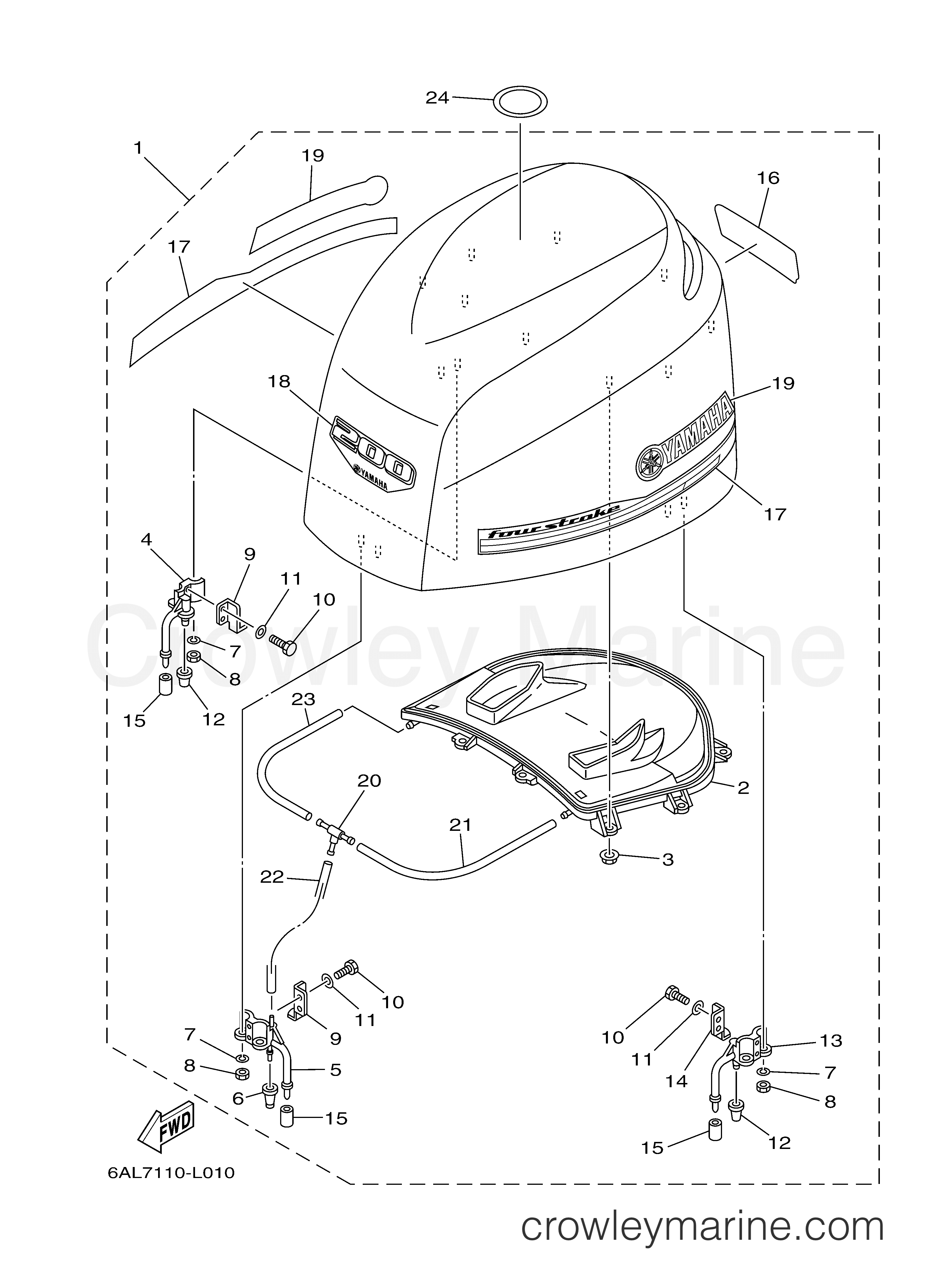 Yamaha Motors F200XA - TOP COWLING