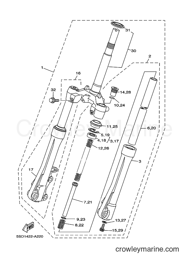 Yamaha Motors T105SE (5SD1) [010] - FRONT FORK